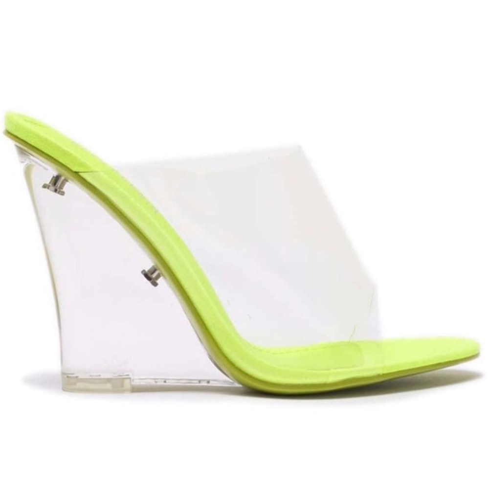 Perspex PVC Clear Sexy Wedges - LIME - Picture 9 of 11